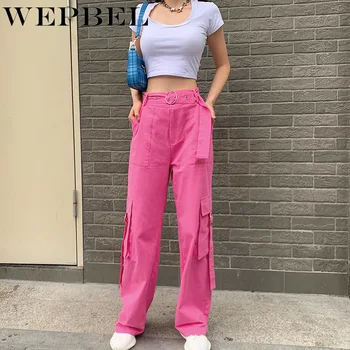 WEPBEL Women's High Waist Slim Straight Casual Pants Full Length Cargo Pants Trousers New Fashion Waistband Summer 
WEPBEL Women's High Waist Slim Straight Casual Pants Full Length Cargo Pants Trousers New Fashion Waistband Summer