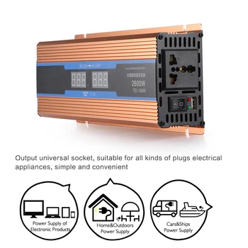 Car Inverter 2600W DC 12V To AC 220V Digital Display Voltage Modified Sine Wave Power Overload Protection CY901-CN
Car Inverter 2600W DC 12V To AC 220V Digital Display Voltage Modified Sine Wave Power Overload Protection CY901-CN