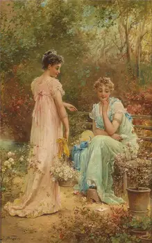 7 Hand Painted Art Paintings by College Teachers - flower girls in landscape Hans Zatzka - Oil Painting on Canvas 
7 Hand Painted Art Paintings by College Teachers - flower girls in landscape Hans Zatzka - Oil Painting on Canvas