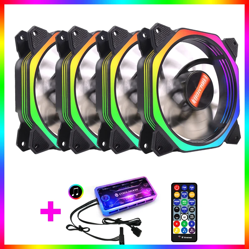 COOLMOON Computer Case PC Cooling Fan Cooler RGB 120mm Quiet IR Remote Computer Cooler Cooling RGB Case Fan
COOLMOON Computer Case PC Cooling Fan Cooler RGB 120mm Quiet IR Remote Computer Cooler Cooling RGB Case Fan