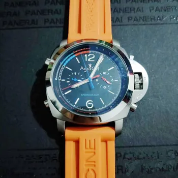 Classic Men Automatic Mechanical Sapphire Stainless Steel 1950 America Cup Watch Luminous Orange Rubber Black Leather 44MM 
Classic Men Automatic Mechanical Sapphire Stainless Steel 1950 America Cup Watch Luminous Orange Rubber Black Leather 44MM