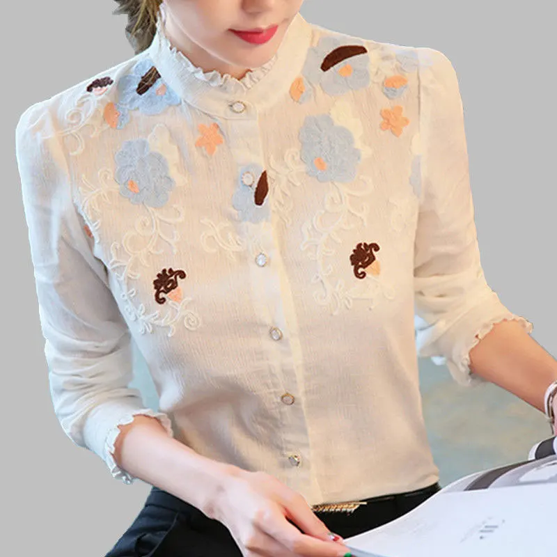 New Arrival Spring Autumn Fashion Women Shirt Plus Size Long Sleeve Embroidery Blouses All-matched Casual Chiffon Shirts D198
New Arrival Spring Autumn Fashion Women Shirt Plus Size Long Sleeve Embroidery Blouses All-matched Casual Chiffon Shirts D198