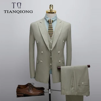 TIAN QIONG Mens Striped Suit Wedding Suit Man Slim Fit Three Piece Mens Dress Suits Business Formal Double Breasted
TIAN QIONG Mens Striped Suit Wedding Suit Man Slim Fit Three Piece Mens Dress Suits Business Formal Double Breasted