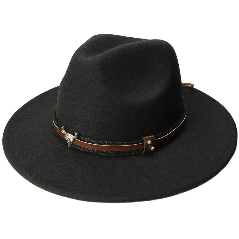 LUCKYLIANJI Retro Women Men Vintage 100% Wool Wide Brim Cap Fedora Panama Jazz Bowler Hat Bull Head Leather Band (57cm/adjusted)
LUCKYLIANJI Retro Women Men Vintage 100% Wool Wide Brim Cap Fedora Panama Jazz Bowler Hat Bull Head Leather Band (57cm/adjusted)