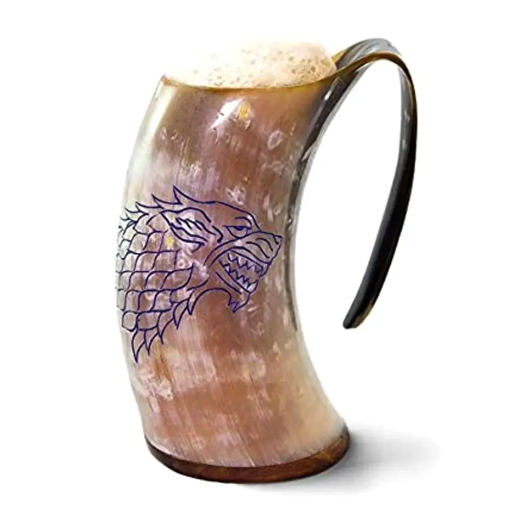 

100% Nature Viking Ox Horn Drinking Mug Cups Ale Beer Wine Goblet Tankard Beaker Size 6''