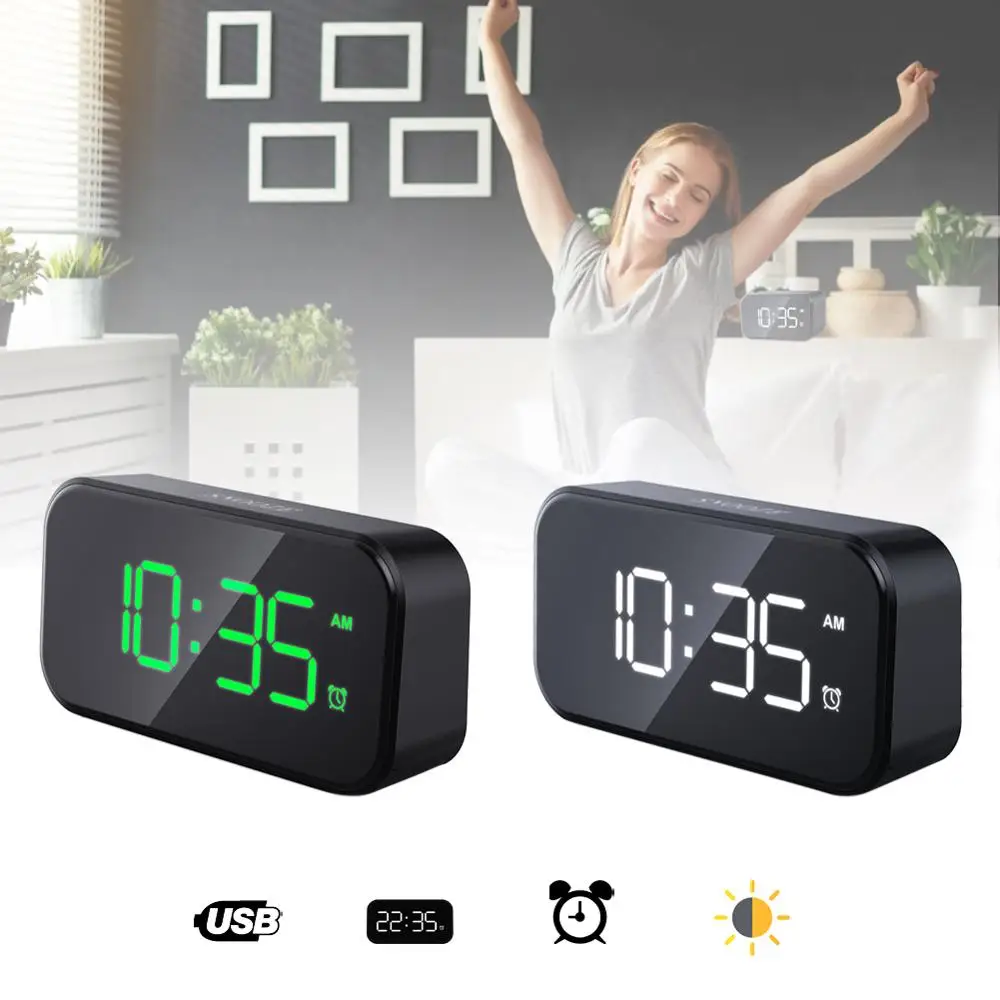 LED Mirror Alarm Clock Digital Touch Table Clock Wake up Light Electronic Large Time Temperature Display Home Decoration Clock
LED Mirror Alarm Clock Digital Touch Table Clock Wake up Light Electronic Large Time Temperature Display Home Decoration Clock