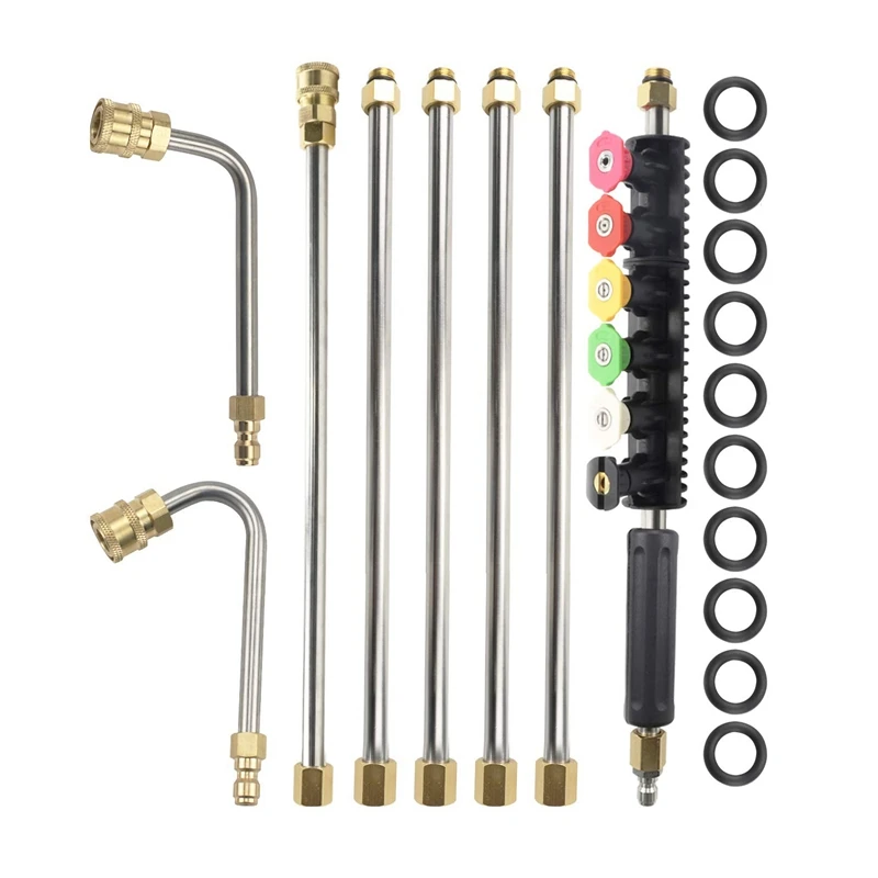 New Upgraded Version Pressure Washer Extension Wand Set, Replacable Power Washer Lance with 6 Spray Nozzle Tips Design,U Curved
New Upgraded Version Pressure Washer Extension Wand Set, Replacable Power Washer Lance with 6 Spray Nozzle Tips Design,U Curved
