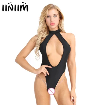 

Women Femme Sexy Lingerie Cutout Backless High Cut Crotchless Thong Leotard Sissy Bodysuit Babydoll Bodystocking Night Clubwear