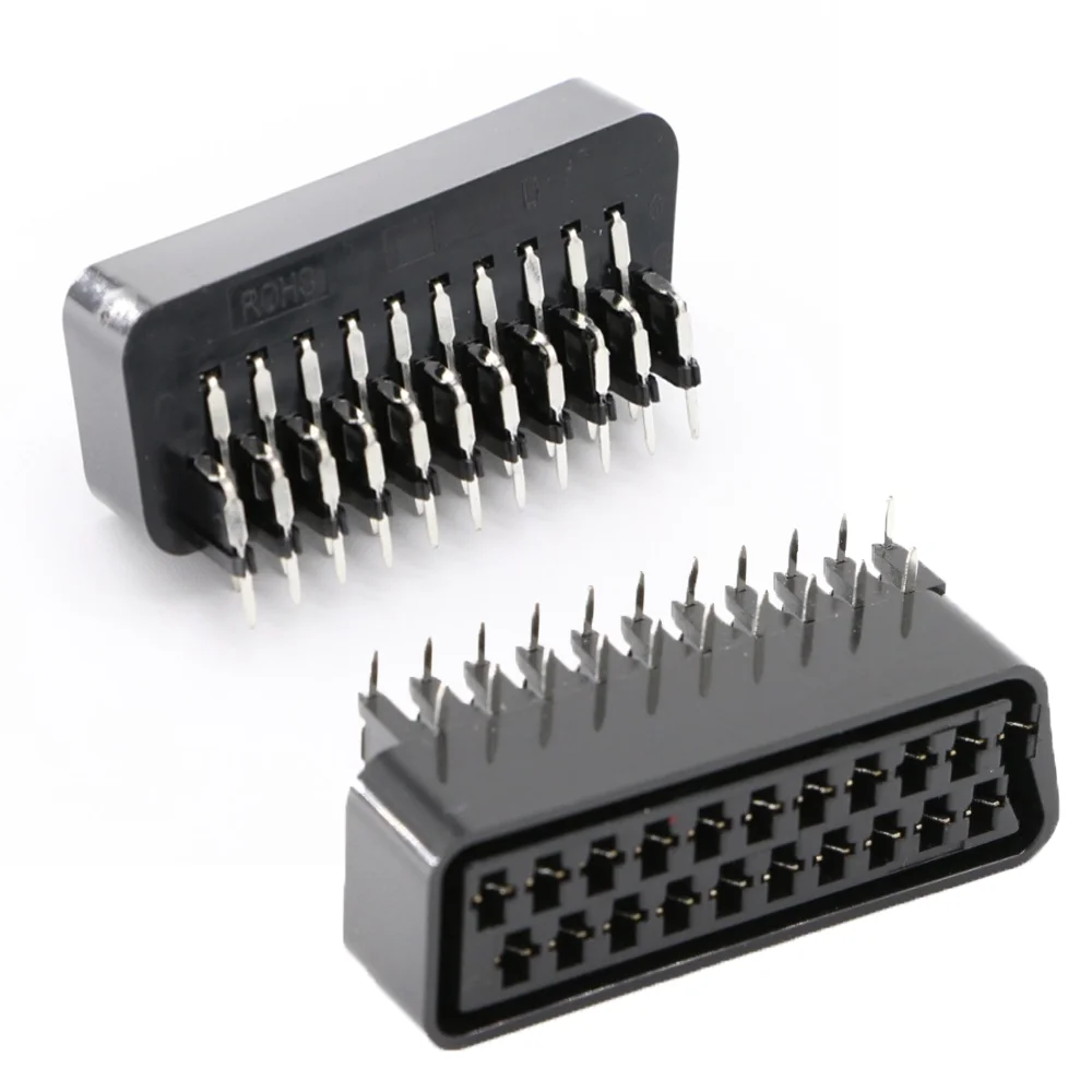 10 шт. 21Pin way nickelted Female SCART set-top box STB Scocket Connector no screw Hole double dual pcb mount DIY | Электроника