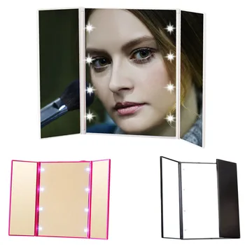 Portable Makeup Mirror 8 LED Lights Three Folding Table Cosmetic Luminous Mirrors Touchscreen Mirror TK-ing
Portable Makeup Mirror 8 LED Lights Three Folding Table Cosmetic Luminous Mirrors Touchscreen Mirror TK-ing