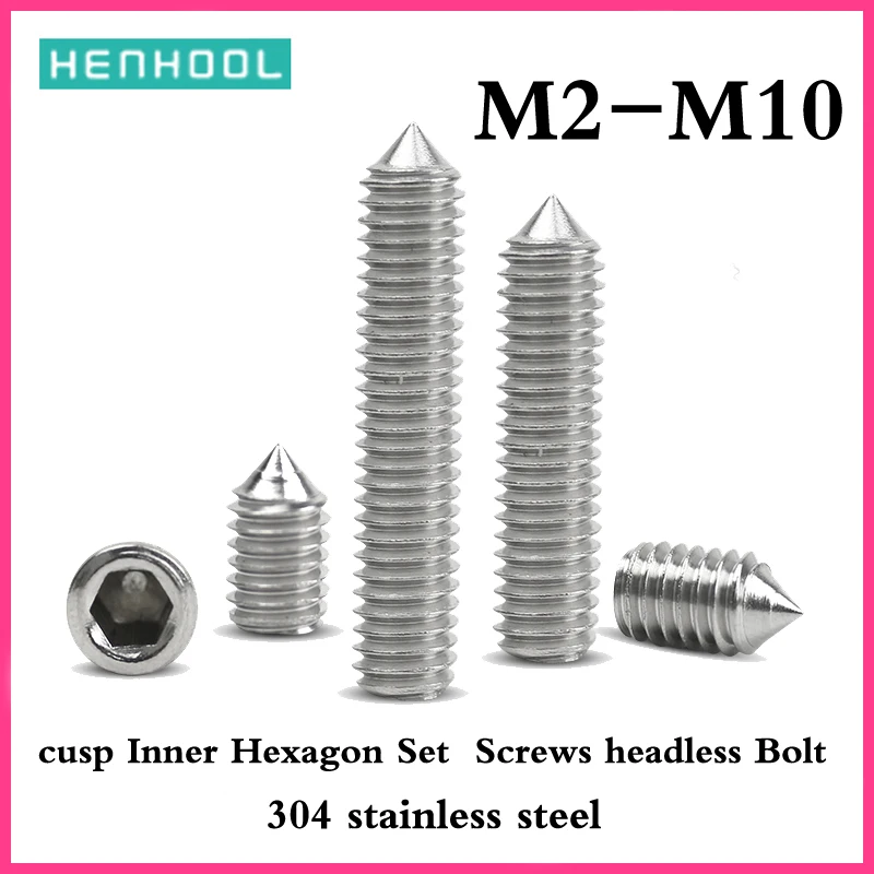 tip inner Hexagon socket headless set screw bolt 304 stainless steel M2M2.5M3M4M5M6M8M10 JIMI cone point grub screw DIN914
tip inner Hexagon socket headless set screw bolt 304 stainless steel M2M2.5M3M4M5M6M8M10 JIMI cone point grub screw DIN914