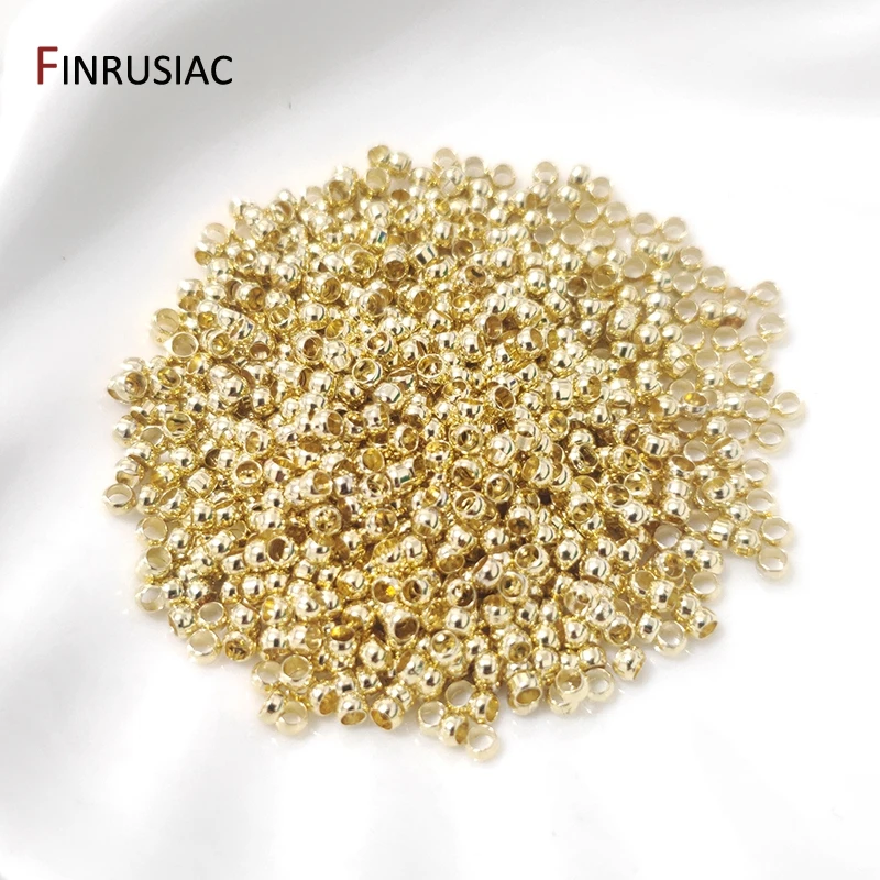 

200PCS/lot 2mm/2.5mm 18K Gold Plated Ball Crimp Beads For DIY Jewelry Making Stopper End Beads Wholesale