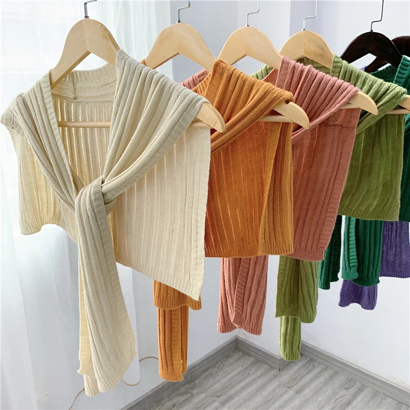autumn candy-colored ice-silk Small Outside Shawl Bandage Air Conditioning Room Women Shoulder Sleeve Knitted Fake Collar Scarf
autumn candy-colored ice-silk Small Outside Shawl Bandage Air Conditioning Room Women Shoulder Sleeve Knitted Fake Collar Scarf