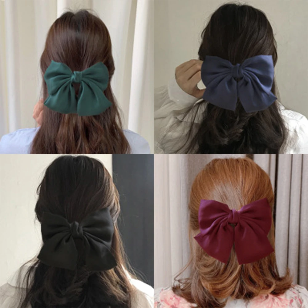 Korean Big Silk Hair Bow Satin Fabric Spring Hairpin Two Layers Automatic Hair Clip Sweet Retro Hair Tie Woman Hair Accessories
Korean Big Silk Hair Bow Satin Fabric Spring Hairpin Two Layers Automatic Hair Clip Sweet Retro Hair Tie Woman Hair Accessories