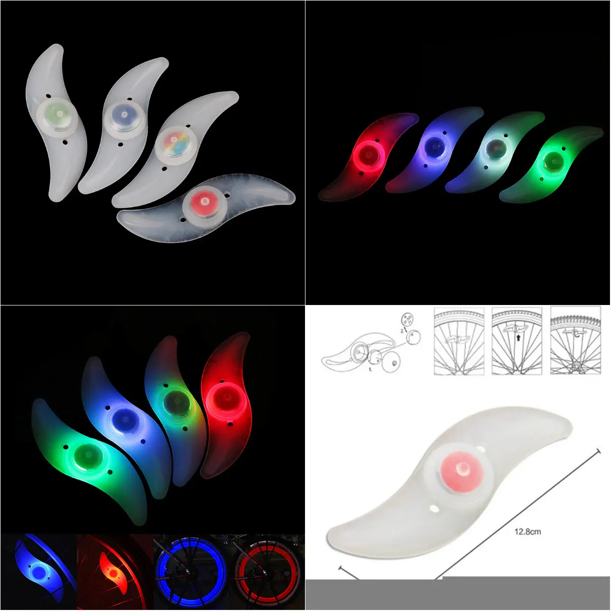 1PC Red Blue Green Rainbow Bicycle Bike Lamp LED Tyre Tire Valve Caps Wheel spokes Cycling Lanterns For Accessories | Спорт и