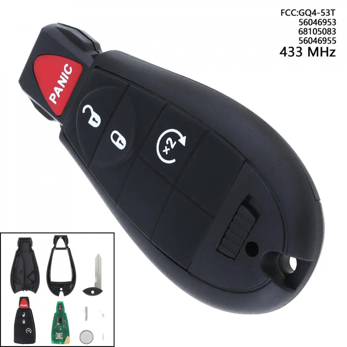 433MHz Keyless Remote Car Key Fob Shell Case Cover with ID46 Chip for 2013 2014 2015 2016 2017 2018 Ram 1500 2500 3500
433MHz Keyless Remote Car Key Fob Shell Case Cover with ID46 Chip for 2013 2014 2015 2016 2017 2018 Ram 1500 2500 3500