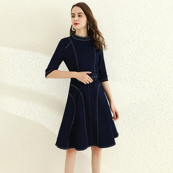 Runway Casual High Quality 2020 Summer New Women'S Vintage Elegant Chic Middle Sleeve Denim Dresses Knee Length
Runway Casual High Quality 2020 Summer New Women'S Vintage Elegant Chic Middle Sleeve Denim Dresses Knee Length