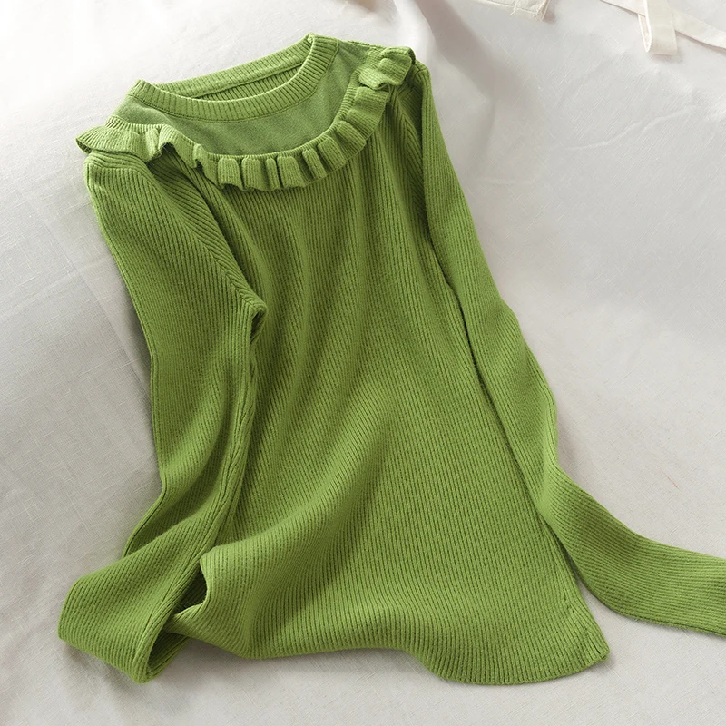 2019 NEW Ruffles O-neck Autumn Winter Sweater Pullovers Women Soft Knitted Pull female lady sweet sweater long sleeve top
2019 NEW Ruffles O-neck Autumn Winter Sweater Pullovers Women Soft Knitted Pull female lady sweet sweater long sleeve top