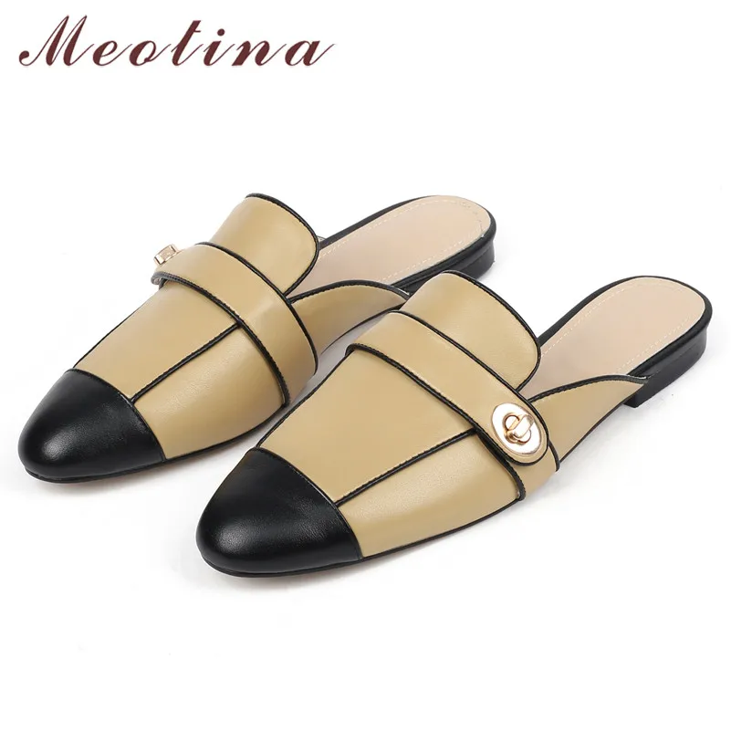 Meotina Real Leather Flats Women Shoes Natural Genuine Leather Flat Mules Shoes Mixed Colors Round Toe Shoes Female Size 34-39
Meotina Real Leather Flats Women Shoes Natural Genuine Leather Flat Mules Shoes Mixed Colors Round Toe Shoes Female Size 34-39