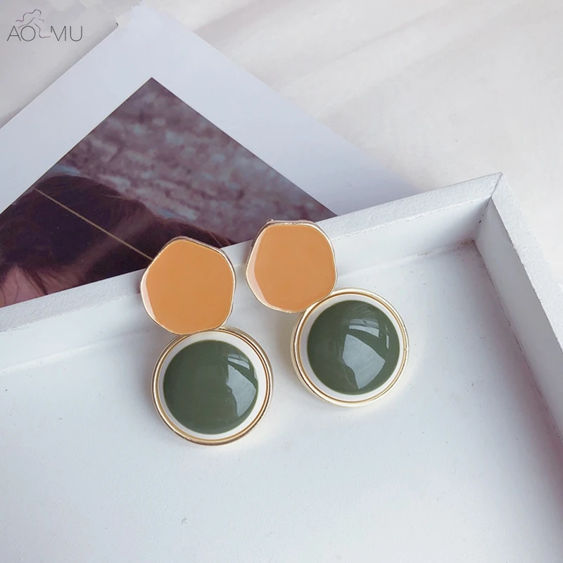 AOMU 2019 Resin Enamel Circle Round Geometric Irregular Yellow Green Dangle Drop Earrings for Women Girl Party Gift Jewelry
AOMU 2019 Resin Enamel Circle Round Geometric Irregular Yellow Green Dangle Drop Earrings for Women Girl Party Gift Jewelry