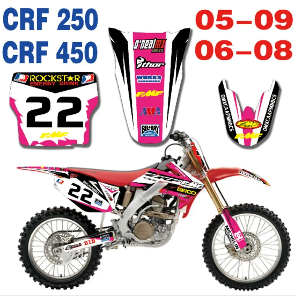 New Full Graphics Decals Stickers Custom Number Name Glossy Bright Stickers Waterproof for 2005-2009 HONDA CRF250 CRF450
New Full Graphics Decals Stickers Custom Number Name Glossy Bright Stickers Waterproof for 2005-2009 HONDA CRF250 CRF450