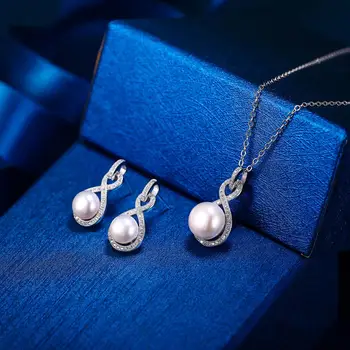 Tuliper Infinity Silver 925 Bridal Jewelry Sets Zircon Pearl Necklace Earrings Set For Women Wedding Party Jewelry Collier кулон 
Tuliper Infinity Silver 925 Bridal Jewelry Sets Zircon Pearl Necklace Earrings Set For Women Wedding Party Jewelry Collier кулон