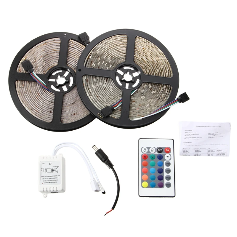 New Waterproof 2x5M 10M 5050 SMD 300 RGB LED Light Lamp Flexible Strip Ribbon +24 Key Colours IR Controller. Ideal For Gardens,
New Waterproof 2x5M 10M 5050 SMD 300 RGB LED Light Lamp Flexible Strip Ribbon +24 Key Colours IR Controller. Ideal For Gardens,