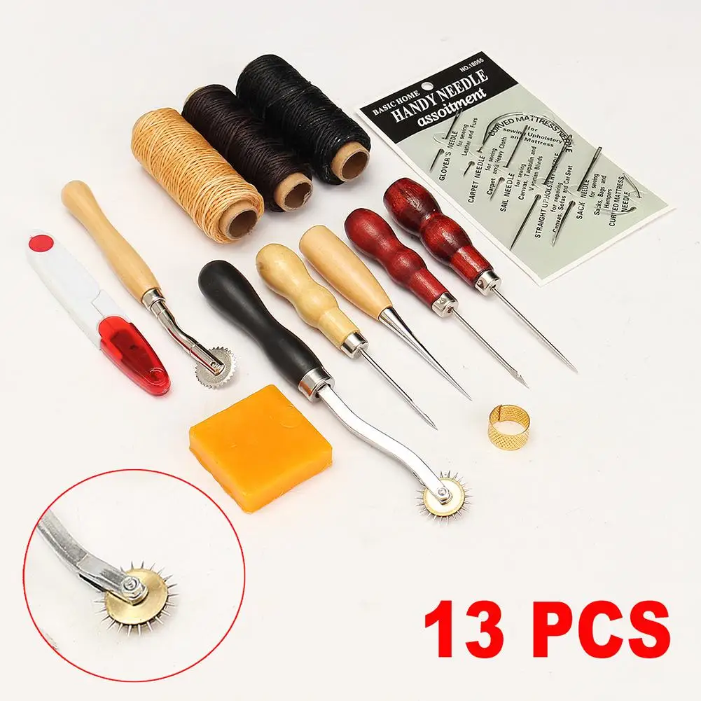 13Pcs Leather Craft Tools Kit Hand Sewing Leathercraft Stitching Carving Leather Template Punch Kits Leather Tools DIY Crafts
13Pcs Leather Craft Tools Kit Hand Sewing Leathercraft Stitching Carving Leather Template Punch Kits Leather Tools DIY Crafts
