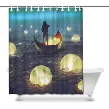 Night Scenery of A Man in A Boat Among Glowing Moons On The Sea Home Decor Waterproof Polyester Bathroom Shower Curtain Bath
Night Scenery of A Man in A Boat Among Glowing Moons On The Sea Home Decor Waterproof Polyester Bathroom Shower Curtain Bath