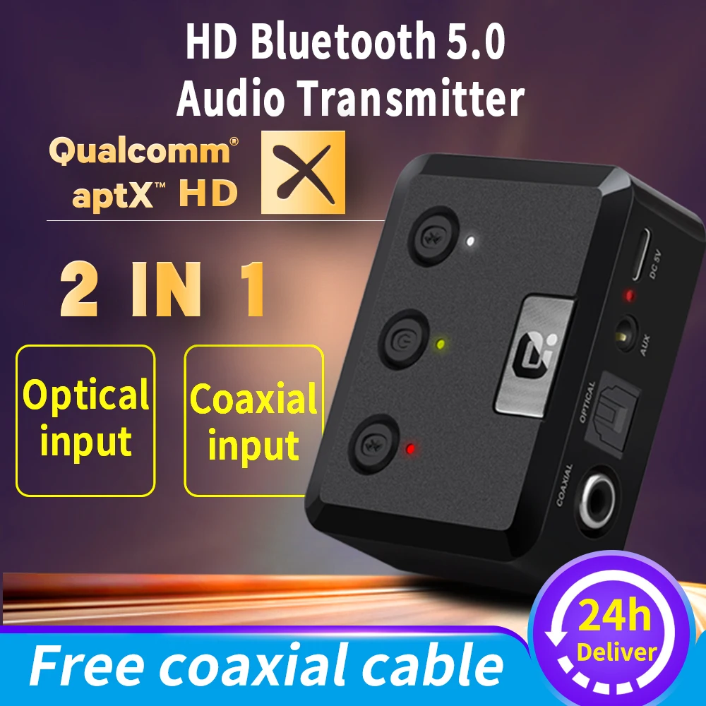 MR275 Wireless bluetooth 5.0 audio transmitter aptX HD ll Optical Coaxial 3.5mm Aux RCA Audio receiver Adapter Dual Link TV PC
MR275 Wireless bluetooth 5.0 audio transmitter aptX HD ll Optical Coaxial 3.5mm Aux RCA Audio receiver Adapter Dual Link TV PC