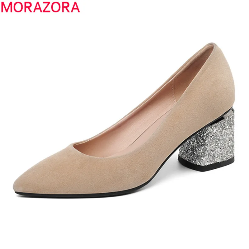 Фото MORAZORA/2020 Большие размеры 34-45 Модные женские туфли-лодочки Элегантная обувь на