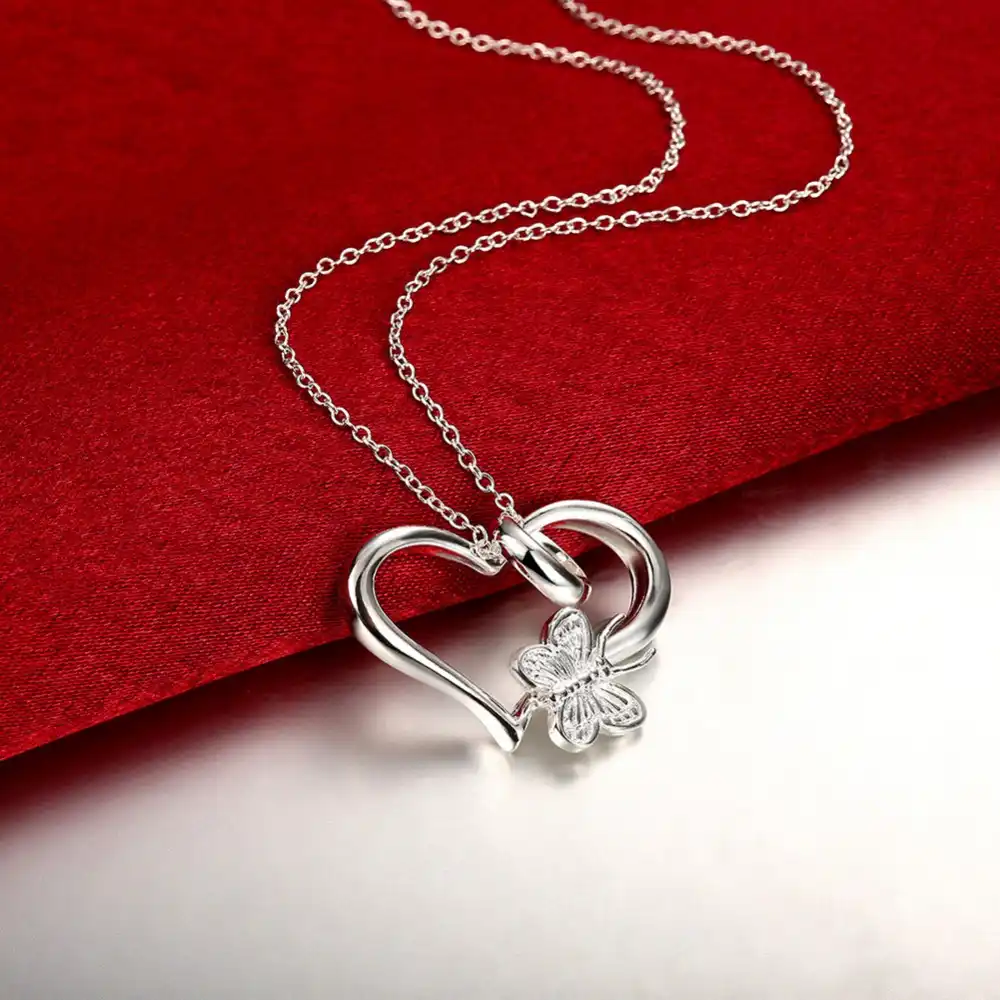 silver for women heart necklace engagement wedding jewelry