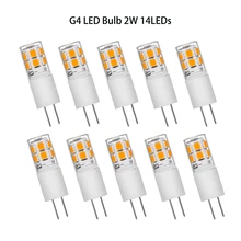 

10pcs G4 LED Lamp 2W 14LED 2835 SMD Super Bright Ceramics Corn Light ACDC12V No Flicker Mini LED Bulb Replace Halogen Chandelier