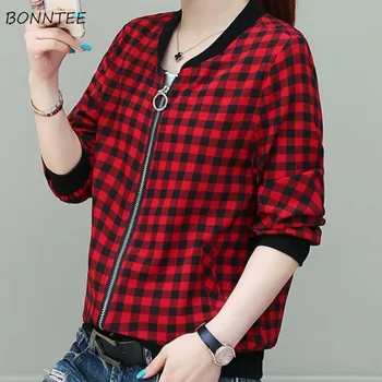 Jackets Women Plaid Zipper Slim Baseball Bomber Jacket Spring Loose Womens Retro Popular Ulzzang Basic New Chic All-match Daily
Jackets Women Plaid Zipper Slim Baseball Bomber Jacket Spring Loose Womens Retro Popular Ulzzang Basic New Chic All-match Daily