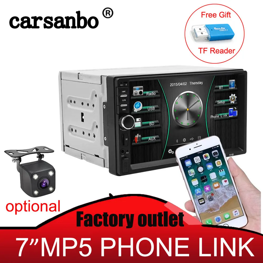 2 din car radio 7" HD Player MP5 Touch Screen Digital Bluetooth USB TF FM Multimedia car monitor with Rear View Camera optional
2 din car radio 7" HD Player MP5 Touch Screen Digital Bluetooth USB TF FM Multimedia car monitor with Rear View Camera optional