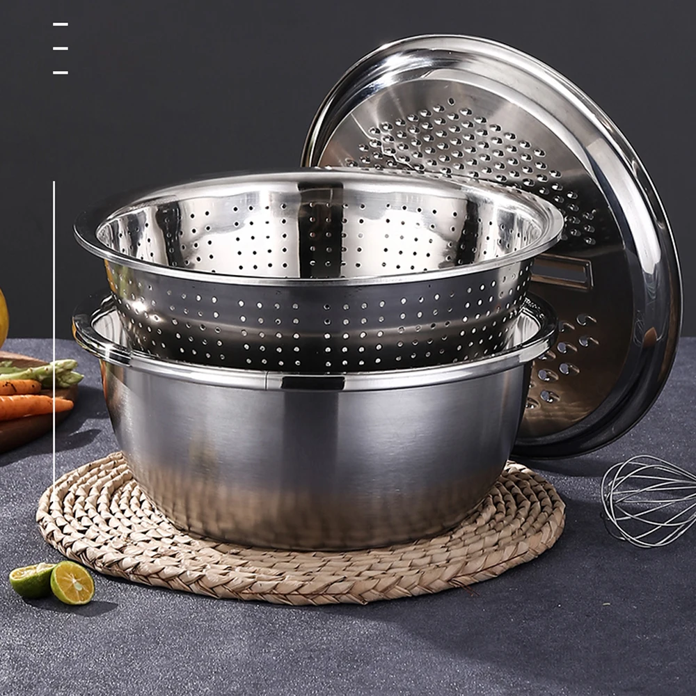 

3PCS/Set Kitchen Graters Cheese Grater With Drain Basin For Vegetables Fruits Salad Vegetable Slicer Cutter Drain Basket