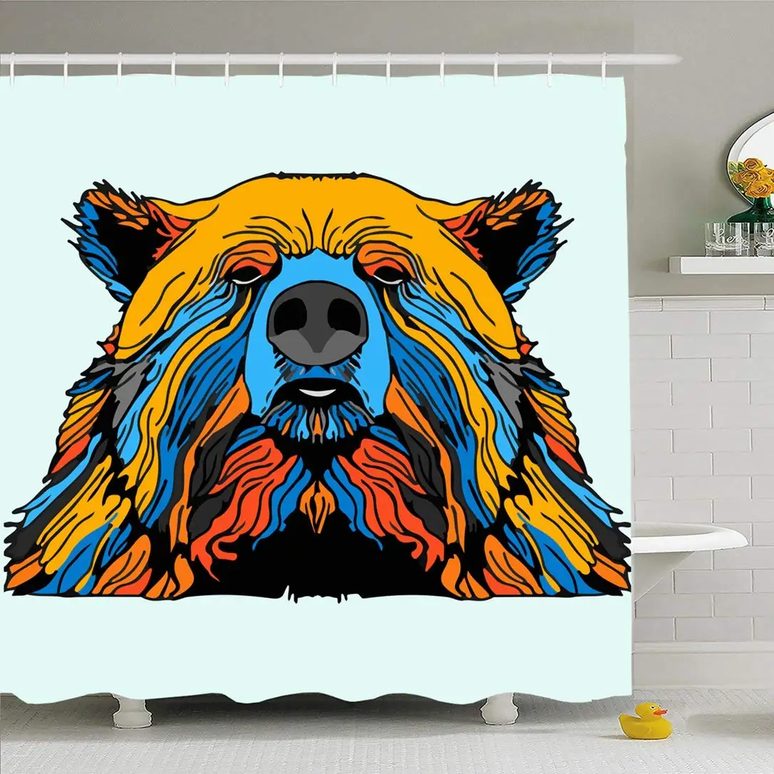 Shower Curtain Set with Hooks 72x72 Multicolor Label Grizzly Set Design Black Bear Mascot Head Line Hunting Animals Wildlife 
Shower Curtain Set with Hooks 72x72 Multicolor Label Grizzly Set Design Black Bear Mascot Head Line Hunting Animals Wildlife