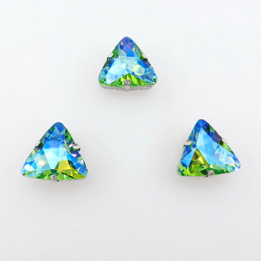 Description Picture 3 of itemAB colors Silver claw settings 18mm Triangle shape glass Crystal Sew on rhinestone beads garments shoes handicraft diy trim