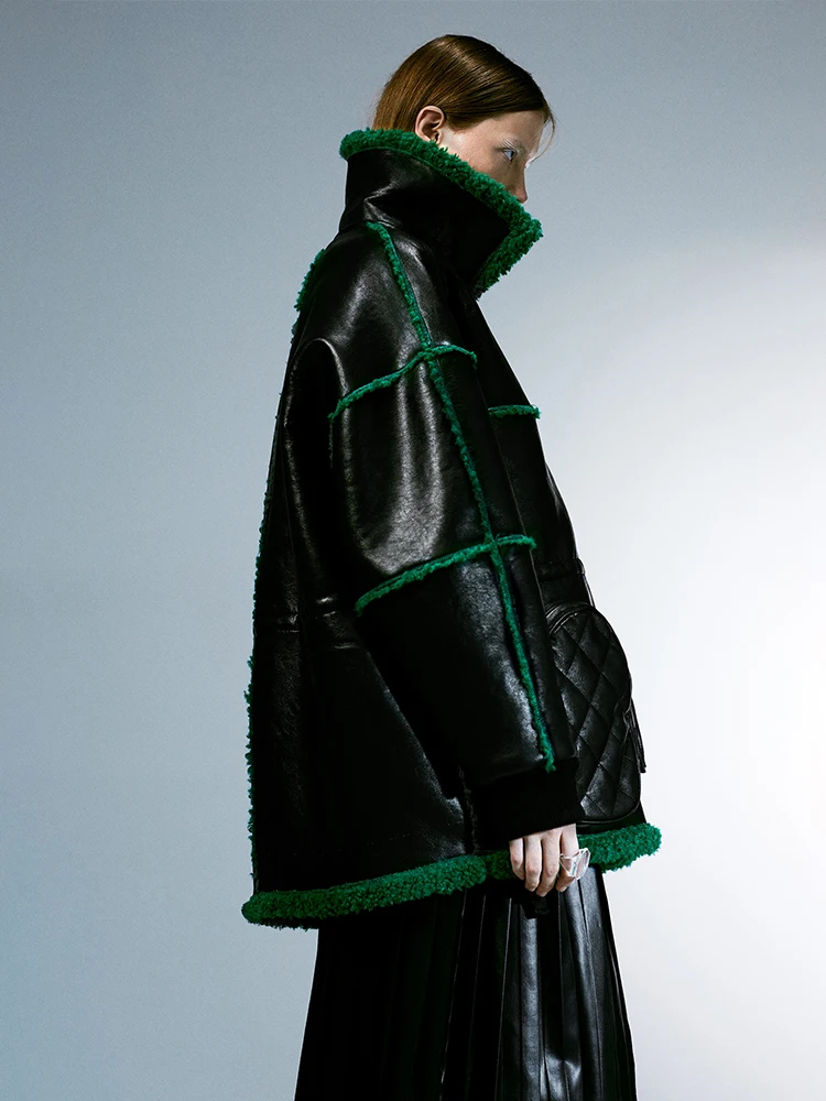 Фото [11.29] IRINACH115 2019 Winter New Collection oversize PU leather berber fleece women coat | Женская одежда