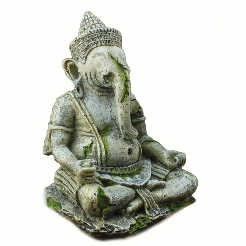 2 Fish Tank Retro Decorations Ganesh Buddha Statue Aquarium Ornaments Landscape Fish Bowl Ancient Buddha Statue Decor Resin