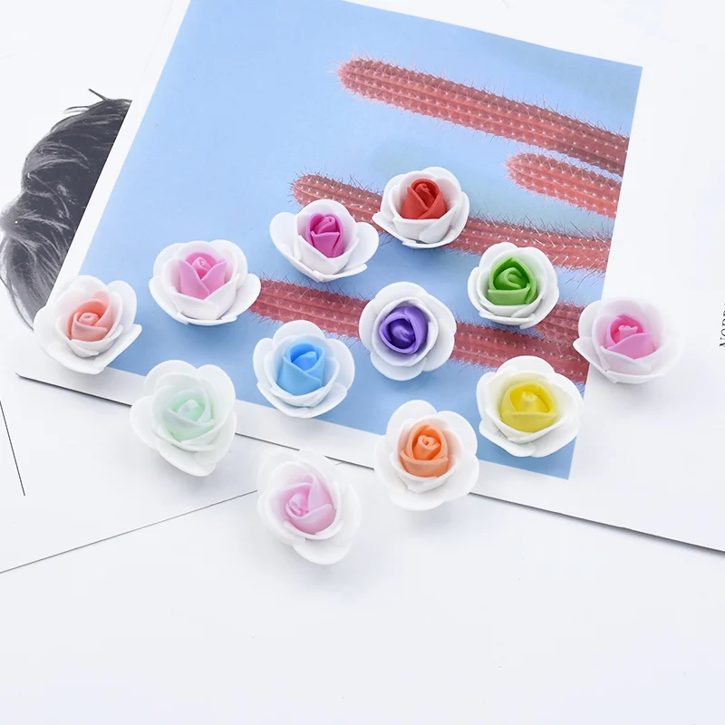 500 Stück künstliche PE-Schaum Rose Kopf Blume für DIY Bärenpuppe Hochzeit Home 