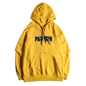 Fake 2-pieces Sleeve Design Kangaroo Hoodies Hip Hop Hooded Pullover Sweatshirt Retro Painting Print Top Streetwear Loose 2020
Fake 2-pieces Sleeve Design Kangaroo Hoodies Hip Hop Hooded Pullover Sweatshirt Retro Painting Print Top Streetwear Loose 2020