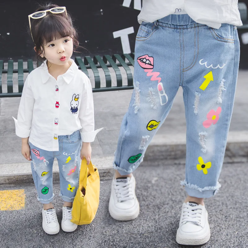 Childrenswear New Style 2019 Spring Korean-style Girls Trousers Children Loose-Fit with Holes Printed Jeans Tide-Piece Ready
Childrenswear New Style 2019 Spring Korean-style Girls Trousers Children Loose-Fit with Holes Printed Jeans Tide-Piece Ready