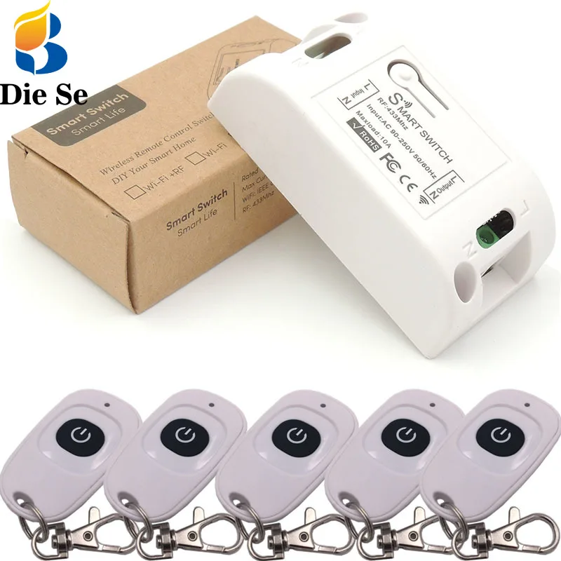 DieSe 433Mhz Universal Wireless Remote Control AC 220V 10A 1CH RF Relay Receiver and transmitter Smart Lighting Controller DIY
DieSe 433Mhz Universal Wireless Remote Control AC 220V 10A 1CH RF Relay Receiver and transmitter Smart Lighting Controller DIY