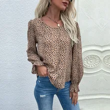 New Fashion Women Shirt Blouse Khaki Leopard Print Shirt Round Collar Long Sleeve Blouse Loose Causal Female Clothing Top
New Fashion Women Shirt Blouse Khaki Leopard Print Shirt Round Collar Long Sleeve Blouse Loose Causal Female Clothing Top