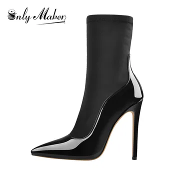 Onlymaker Woman12CM Pointed Toe Thin Heel Black Patent Leather Nylon Socks High Zipper Ankle Boots
Onlymaker Woman12CM Pointed Toe Thin Heel Black Patent Leather Nylon Socks High Zipper Ankle Boots