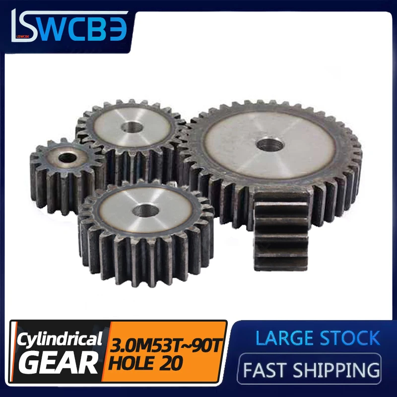 

1/2/4PCS 3 mold spur gear 53/54/55/56/57/58/59/60/65/68/70/80/90T spot 45# steel tooth surface quenched spur gear