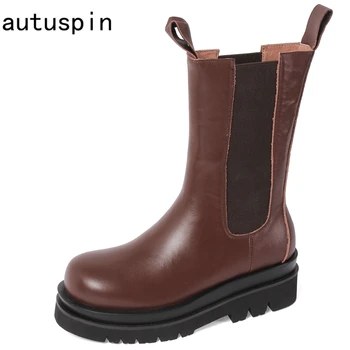 Autuspin 2020 Women Genuine Leather Platform Chunky Heels Winter Fashion Slip-on Lazy Shoes Female Party Prom Warm Slim Boots
Autuspin 2020 Women Genuine Leather Platform Chunky Heels Winter Fashion Slip-on Lazy Shoes Female Party Prom Warm Slim Boots