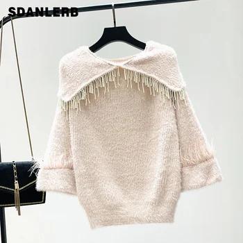 2019 Autumn Sweater Womans New Korean Knitting Bead Fringe Mink Wool Sweater Ostrich Feather Pullover Girls Lady Pull Femme
2019 Autumn Sweater Womans New Korean Knitting Bead Fringe Mink Wool Sweater Ostrich Feather Pullover Girls Lady Pull Femme