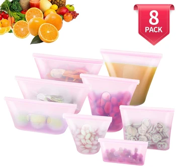 8 Pack Reusable Silicone Food Bag Keep Fresh Leak Proof Zip Lock Containers Kitchen Stand Up Ziplock Bag BPA Free
8 Pack Reusable Silicone Food Bag Keep Fresh Leak Proof Zip Lock Containers Kitchen Stand Up Ziplock Bag BPA Free